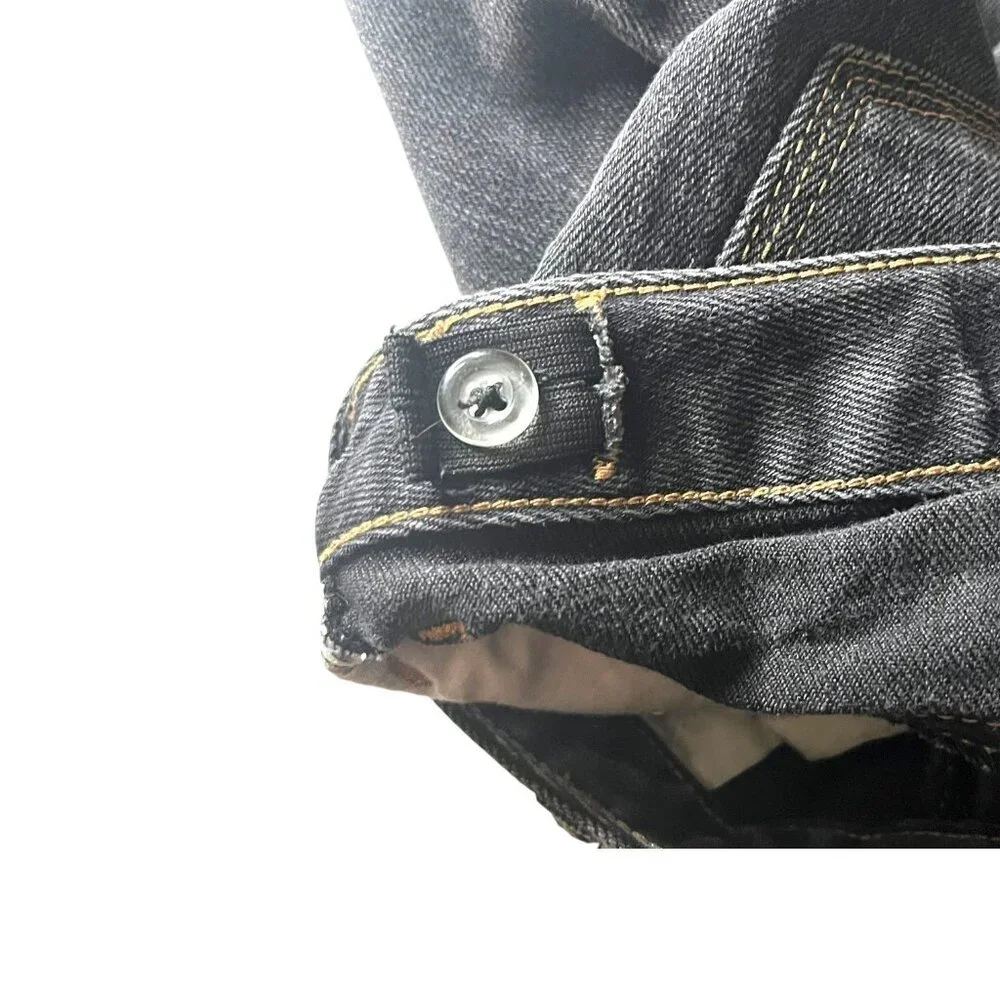 Old Navy Girls Black Boot Cut Denim Jeans Size 6 Adjustable‎ Waist Distressed